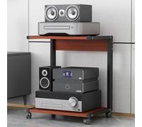 Support audio HiFi mobile pour imprimante, plateau tournant à 2 niveaux, meuble TV en bois, étagère pour haut-parleurs et bureau (noir, 50 x 40 x 30 cm)