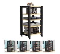 Support audio HiFi multifonctionnel avec roulettes robuste et réglable - Finition érable - 60 x 50 x 100 cm - Parfait pour le home cinéma et les composants multimédias