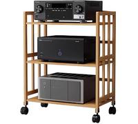 Support audio HiFi réglable en hauteur - Étagère multimédia à 5 niveaux pour composants stéréo, boîtes de câbles et rangement de disques - Rack central de divertissement moderne - 90 x 38 x 88 cm