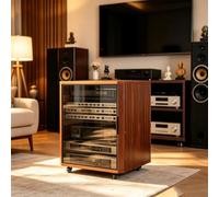 Support Audio Moderne avec Étagères Réglables pour Équipement Stéréo | Support audio, Meuble média, Support stéréo, Cinéma maison(Walnut,23.6x23.6x24.4in)