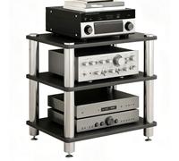 Support Audio Multicouche Avec Absorption Des Chocs, Étagère D'équipement De Support D'amplificateur Pour Cinéma Maison, Organisateur De Composants AV Pour Systèmes Stéréo(noir,60*48*63.5cm(3Tier))