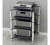 Support audio multifonctionnel, support multimédia,tour audio-vidéo à 1/2/3/4 niveaux avec pieds absorbant les chocs,armoire de stockage multimédia stéréo(Silver,4Tier)