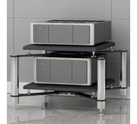 Support audio multifonctionnel, support multimédia,tour audio-vidéo à 1/2/3/4 niveaux avec pieds absorbant les chocs,armoire de stockage multimédia stéréo(Silver,2Tier)