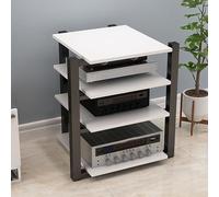 Support audio ouvert en bois,tour audio à monter en rack,organiseur de rack stéréo,support audio pour le stockage et l'affichage des composants du rack stéréo de divertissement(White,4-layer)