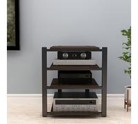 Support audio ouvert en bois,tour audio à monter en rack,organiseur de rack stéréo,support audio pour le stockage et l'affichage des composants du rack stéréo de divertissement(Dark Walnut,4-layer)