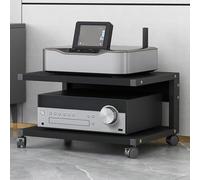Support audio pour haut-parleur, table tournante, table d'appoint mobile pour imprimante à 2 niveaux, pour la maison, le bureau, l'école - Noir 50 x 40 x 30 cm
