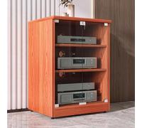 Support audio réglable à 3 niveaux avec portes en verre trempé - Support multimédia moderne et armoire de rangement pour home cinéma, centre de divertissement élégant et organisateur d'étagère stéréo