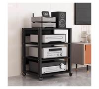 Support audio réglable à 4 niveaux pour tourne-disque, armoire stéréo pour composants multimédias, centre de divertissement avec étagères, meubles de rangement AV durables