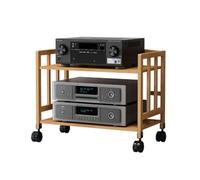 Support audio réglable en bambou à 2/3/4/5 niveaux avec roulettes pour home cinéma et composants stéréo Hi-Fi - Hauteur 53 cm Longueur 50 cm Étagère AV parfaite