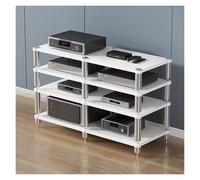 Support audio robuste à 4 niveaux - Tour de rangement multimédia portable pour CD et cinéma maison et salle de réunion Design élégant blanc pour affichage d'équipements audio