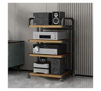 Support audio stéréo à 4 niveaux réglable en hauteur pour lecteur de disques avec étagères pour le stockage multimédia, parfait pour home cinéma et configuration audio