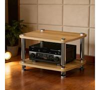 Support Audio, Support d'imprimante, Support multimédia AV avec Repose-Pieds Absorbant Les Chocs, Support Audio Tour for Lecteur CD for la Maison/Bureau/Audio vidéo/cinéma(Beige,2 Tier)