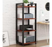 Support audio/vidéo moderne et étagère média HiFi Gaming & Home Cinéma Unité de divertissement pour petits espaces Noir et teck Solution de rangement à 4 niveaux