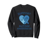 Support Autism Awareness Puzzle Cœur et Ruban Sweatshirt