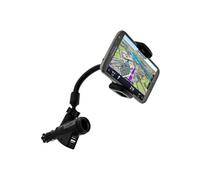 Support Auto Téléphone Prise Allume-cigare avec 2 USB plus Prise Allume-cigare Noir