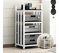 Support AV Ma 3,4,5 niveaux réglable pour o/vidéo Equint Armoire multifonction avec pieds antidérapants, parfait pour home cinéma et lecteurs CD (blanc)