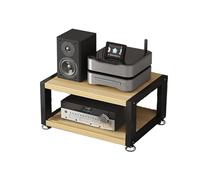 Support AV Media à 2 niveaux en bois de noyer pour amplificateur de casque stéréo et lecteur CD, armoire de rangement Hi-Fi compacte (40 cm)
