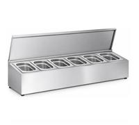 Support bac gastro - PESAGE MB - Support inox 6 bacs GN 1/6 - Inox AISI 201 - Couvercle inclus
