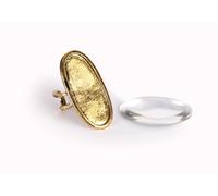 Support bague couleur Vieil Or avec cabochon- Ovale - 16 x 39 mm