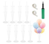 Support Ballon Anniversaire, Porte Ballon De Table Transparents Support Ballons Gonflable Tige, Porte Ballons Baudruche avec Bases, Pompes, Autocollants pour Mariages, Anniversaires (8 Sets)