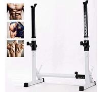 Support Barre de Musculation, Rack Squat Barbell, Rack Musculation Cages de Squat pour Haltères, Repose Barre Squat Réglable, Hauteur 80-150cm & Largeur 73-105cm (Noir et blanc)