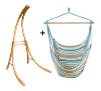 Support bois mélèze avec hamac chaise pastel