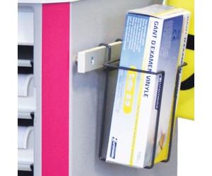 Support boîte à gants pour chariot et guéridon avec rails normalisés Praticima