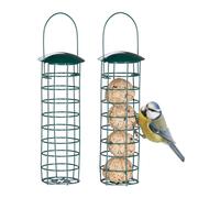 Relaxdays Support à Boules de Graisse pour Oiseaux Sauvages, lot 2, Suspendre, métal, H x D : 31 x 8,5 cm, Vert foncé