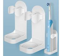 Support Brosse a Dent Electrique, HOMMAND Porte Brosse à Dents Electrique Lot de 2, Support Mural Brosse a Dent Electrique Adhésif Solide Réglable Organisateur Brosse a Dent de Salle de Bains,Blanc