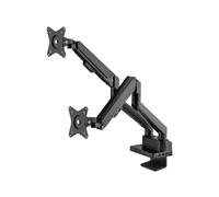 Support Bureau Double Écran Manhattan 461887 : 17-32", VESA 75x75/100x100mm, Inclinaison -45/+45°, Pivot 180°, Rotation 360°, Charge max 2x9kg, Aluminium Noir