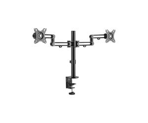 Support Bureau Double Écran Tripp Lite DDR1327SDFC-1 13"-27" VESA 75x75/100x100mm Pince Acier Noir Charge Max 16kg Inclinaison -30°/+30° Rotation 360°