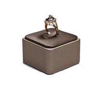 Support Buste Pour Collier Brown PU Leather Bracelet Pendant Necklace Jewellery Display Counter Stand Holder Bust Ring Earrings Presentation Shelf(Rounded Corner Small)