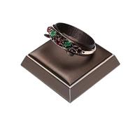 Support Buste Pour Collier Brown PU Leather Bracelet Pendant Necklace Jewellery Display Counter Stand Holder Bust Ring Earrings Presentation Shelf(Bevel edge bangle 2)
