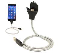 Support Câble Bobine Métal Flexible Creative Stand Auto Usb Synchronisation Et Charge Rapide 5v 2a - Station D'accueil Android Windows Samsung Htc Et Tout Micro Usb - Couleur : Gris