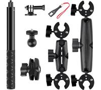 Support Camera, Accessoire pour insta360 x4, Kit Moto pour insta360 x4,X3,X2,Rotation à 360 degrés, Double Pince, Double Stabilité, Support Moto, Compatible avec Plusieurs Appareils