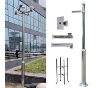 Support camera exterieur Poteau de caméra de sécurité extérieur, poteau de surveillance à grand angle et support de paratonnerre, mât de montage CCTV en acier inoxydable toutes saisons(Height 3m)