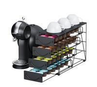 Support Capsules Café 4 Niveaux, Rangement 56 Capsules Dolce Gusto, Tiroir Distributeur Métal avec Pieds Antidérapants, Porte Dosettes pour Petit Espace Compatible avec K Cup