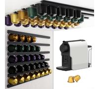 Support Capsules Café Réutilisable : Rangement Gain de Place pour Toutes, Montage Mural ou Latéral, Organiseur de Cuisine Blanc/Noir, 28x10x5cm(Black)