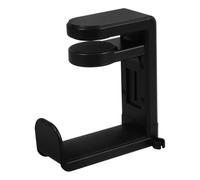 Support Casque Audio Pliable Noir, Pince Réglable 10-42mm, bureau | Plastique, Fixation sous Table, 11,5x10,2x5,15cm, pour Clés et Casques Gaming, Installation Facile