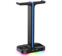 Support Casque Double Havit avec 2 Ports USB, Support Casque Gamer pour PC Gamer, Casque Gaming, Noir
