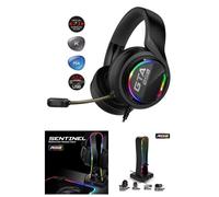 Support Casque Gamer - SPIRIT OF GAMER - Sentinel Universel - 7.1 Surround Virtuel - Hub 4 ports USB - Noir