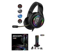 Support Casque Gamer - SPIRIT OF GAMER - Sentinel Universel - 7.1 Surround Virtuel - Hub 4 ports USB - Noir