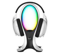 Subsonic Support de casque Electra 4 en 1 – RGB, hub USB, lampe LED programmable – Blanc/Noir