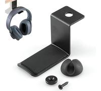 Support Casque Rotatif en Aluminium, Support Ecouteur Stand Porte-Casque avec Un Dispositif Fixe Double Face Crochet Headset Adhésif pour Bureau, Mur, Table,Contrôleur de Jeu, Gamepad, Câble