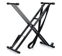 Support Clavier Piano Synthétiseur Double Barres X Sur Roulettes Chariot Robuste