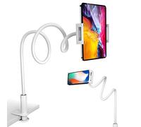 Support col de cygne universel pour téléphone portable - Pince flexible de 100 cm de long - Blanc