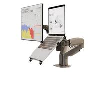 Support combiné for moniteur deux en un for ordinateur portable, support d'ordinateur externe à double écran, bras mécanique, radiateur de rehaussement de bureau, support pliable suspendu, étagère ver