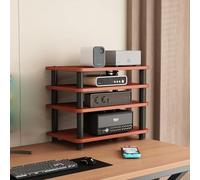 Support compact en bois pour platine vinyle avec pieds amortisseurs | Convient pour la maison, le bureau, une salle audiovisuelle, les DJ et le home cinéma(Black,Quadruple-layer)
