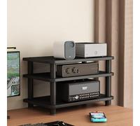 Support compact en bois pour platine vinyle avec pieds amortisseurs | Convient pour la maison, le bureau, une salle audiovisuelle, les DJ et le home cinéma(Teak,Triple-layer)