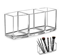 Support Cosmétique Transparent, Stockage Pinceaux Cosmétiques Acryliques, Support d'Affichage Eyeliners, Boîte Rangement Maquillage, avec 3 Compartiments, pour Pinceaux, Rouge à Lèvres Et Plus